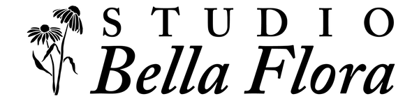 Logo of Studio Bella Flora with floral design on a white background